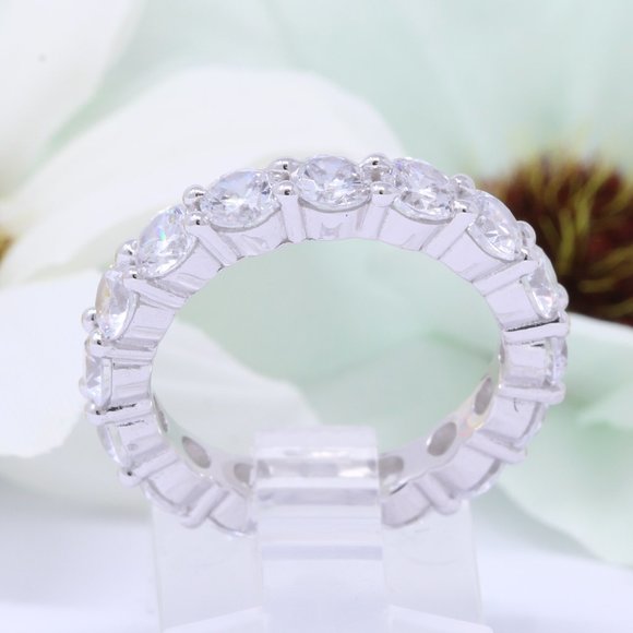 3.5mm Round Eternity Band Stacking Band Cubic Zirc - Picture 3 of 3